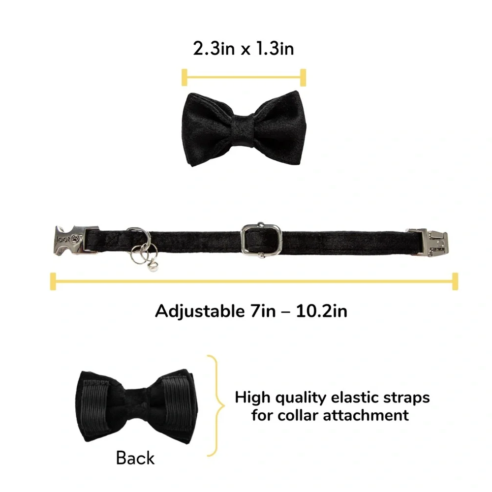 Black Velvet Cat Collar with Bow tie
